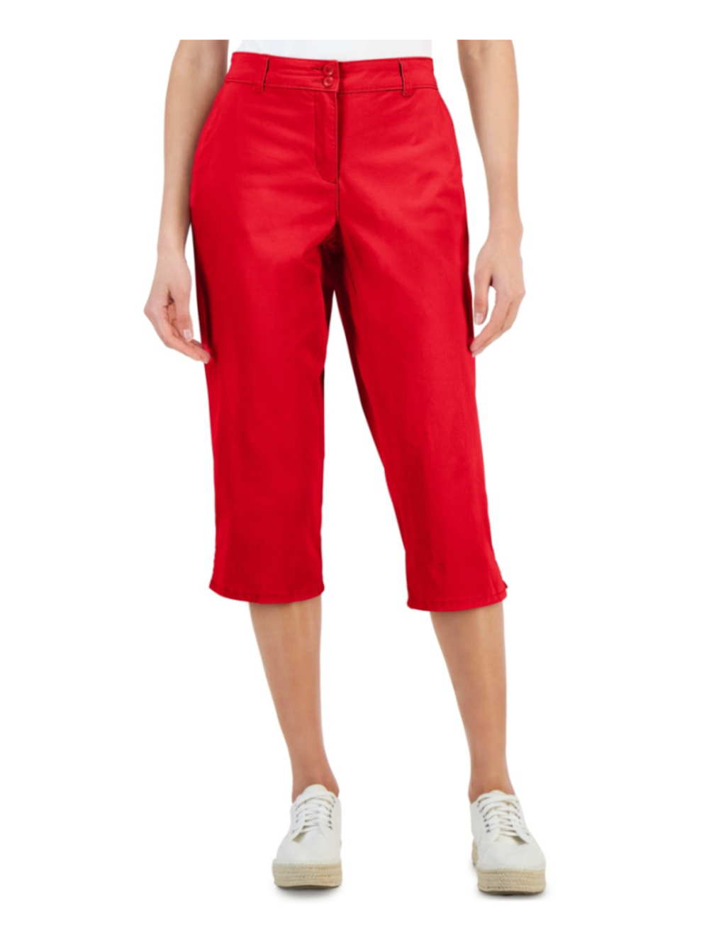 Karen Scott Size 8 Red Woven Capri Pants w/ Comfort Waist NWT